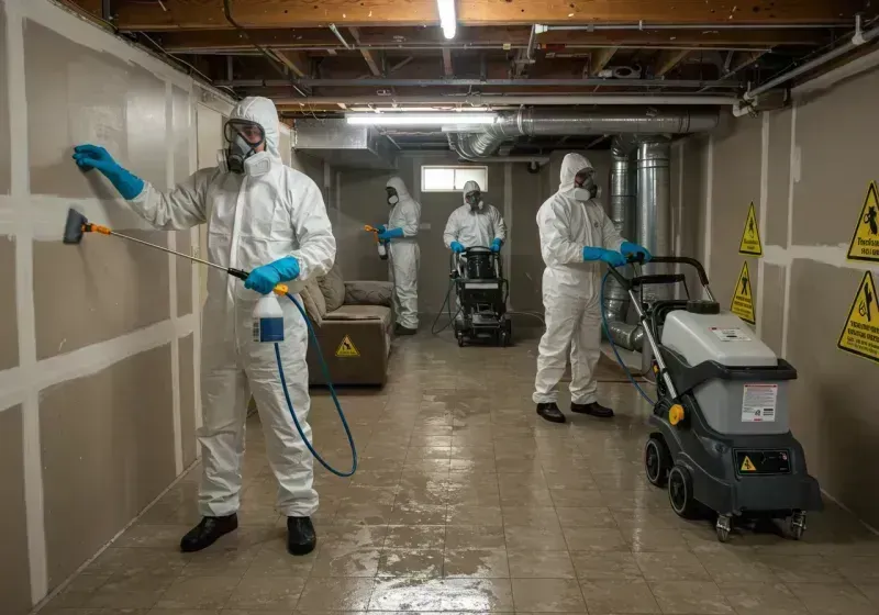 Basement Moisture Removal and Structural Drying process in McMechen, WV